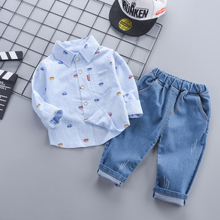 (Cross-border trading), children's autumn shirt for leisure, set, new collection, children's clothing, Korean style
